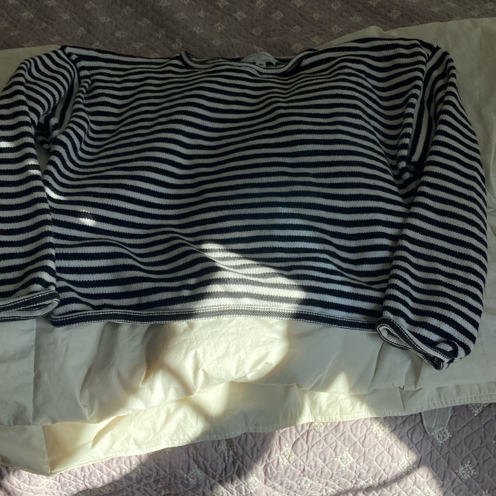 100 percent heavy Cotton black and white striped sweater